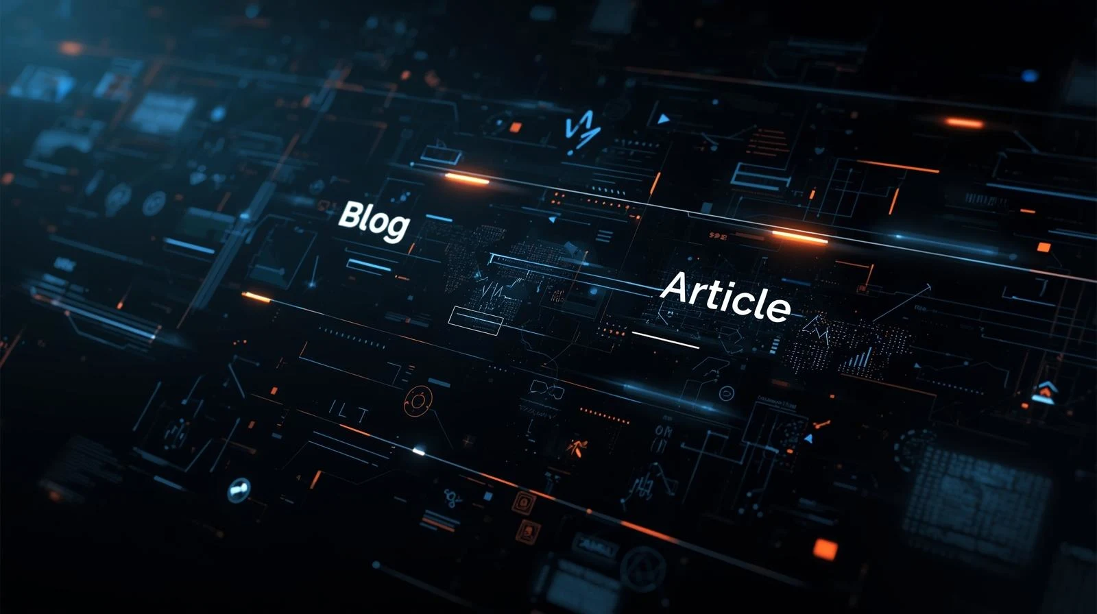 create an image based on writing articles and blog, add blog and article icons on there, black background, add digital marketing related backgrounds